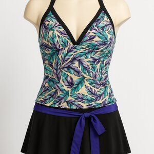 Eco Swim 2-Piece Swimsuit Set Size 12 – Halter Tankini & Skirted Bottom